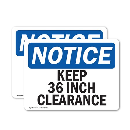 Keep 36 Inch Clearance, 14 in W x Rectangle, Vinyl Decal